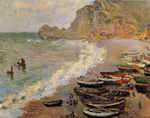 Reproduction of Claude Oscar Monet art Beach at Etretat 1883