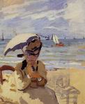 (image for) Claude Oscar Monet art Camille Sitting On The Beach At Trouville