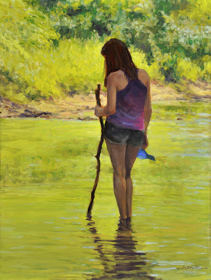 (image for) Handmade oil painting Copy paintings of famous artists Scott harding oil painting exploring a creek - Click Image to Close