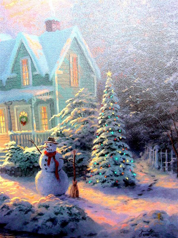 (image for) Thomas Kinkade Blessings of Christmas Handmade oil painting Copy paintings of famous artists paintings