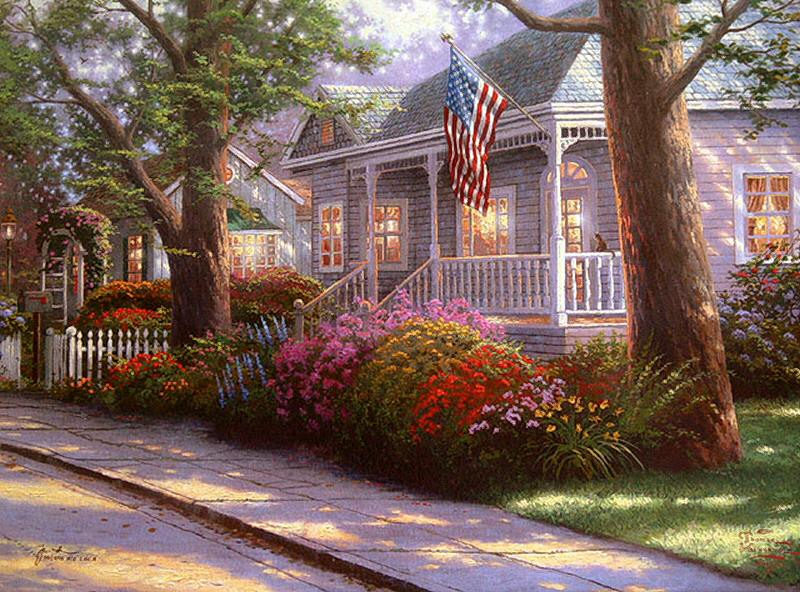 (image for) Reproductions of Thomas Kinkade's oil painting Hometown Pride