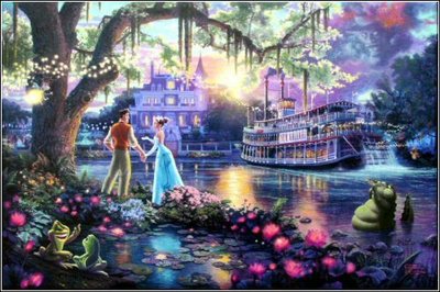 (image for) Handmade Oil painting for home canvas, oil painting framed canvas for living room Thomas Kinkade's painting, Princess and the Fro