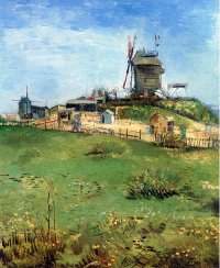 (image for) Handmade Oil painting for home canvas, oil painting framed canvas for living room Van Gogh paintings Le Moulin De La Galette VII